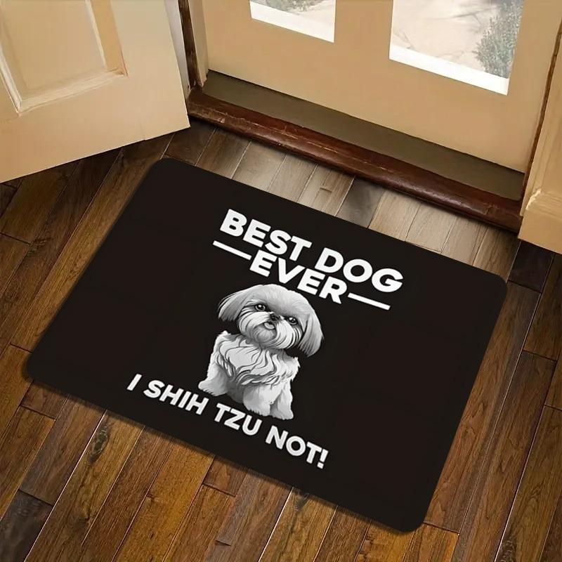 

Shih Tzu Doormat with Best Doggo Text, Non-Slip Machine Washable Mat for Laundry Bathroom, Cute Pet Lover Home Decor Entry R 40cmx60cm