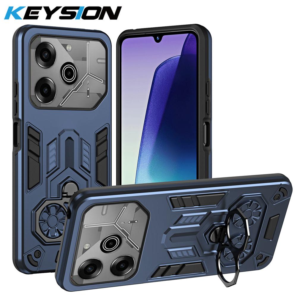 

KEYSION Shockproof Armor Case for TECNO POVA 6 6 Pro 5G Soft Silicone+PC Metal Ring Stand Phone Back Cover for TECNO Pova 6 Pro for Tecno Pova 6 Pro синий