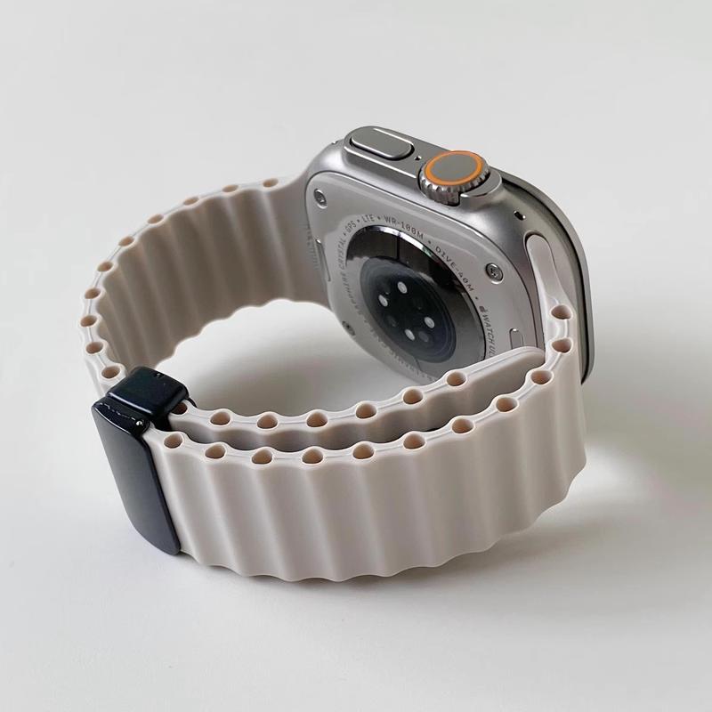 Magnetic Silicone Straps for Apple Watch Ultra 2 Band 49mm 45mm 44mm 40mm 46mm Ocean Bracelet correa iWatch Series 9 8 7 6 SE 10