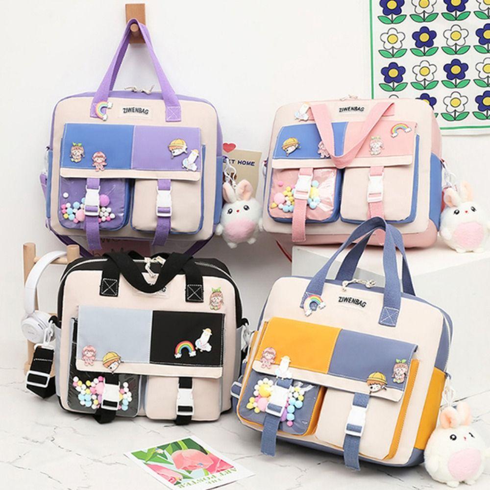 

Нейлоновый контрастный цвет женский рюкзак многофункциональный школьный портфель для книг сумка через плечо для девочек и мальчиков