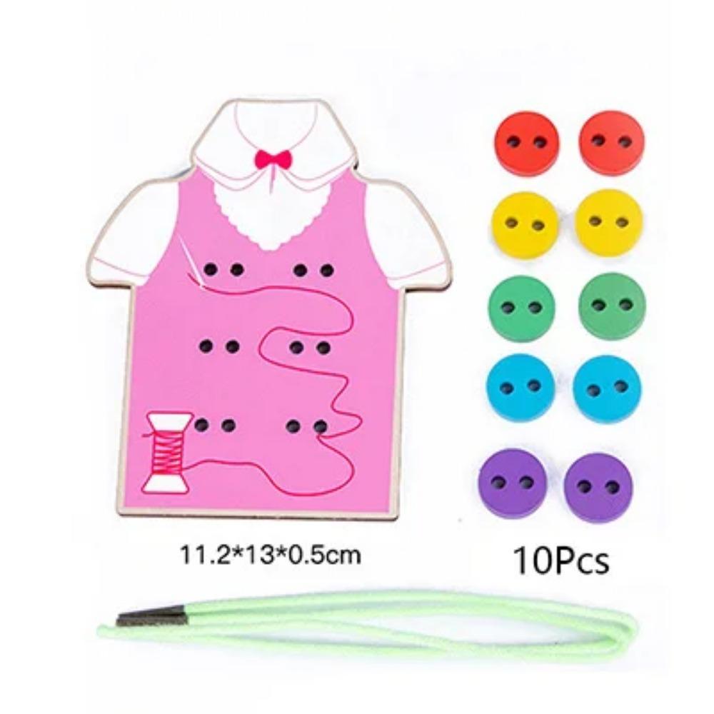 Baby Montessori Toys Learn Basic Life Skills Teaching Aids Clothes Threading Button Sewing Board Game Educational Toys For Kids