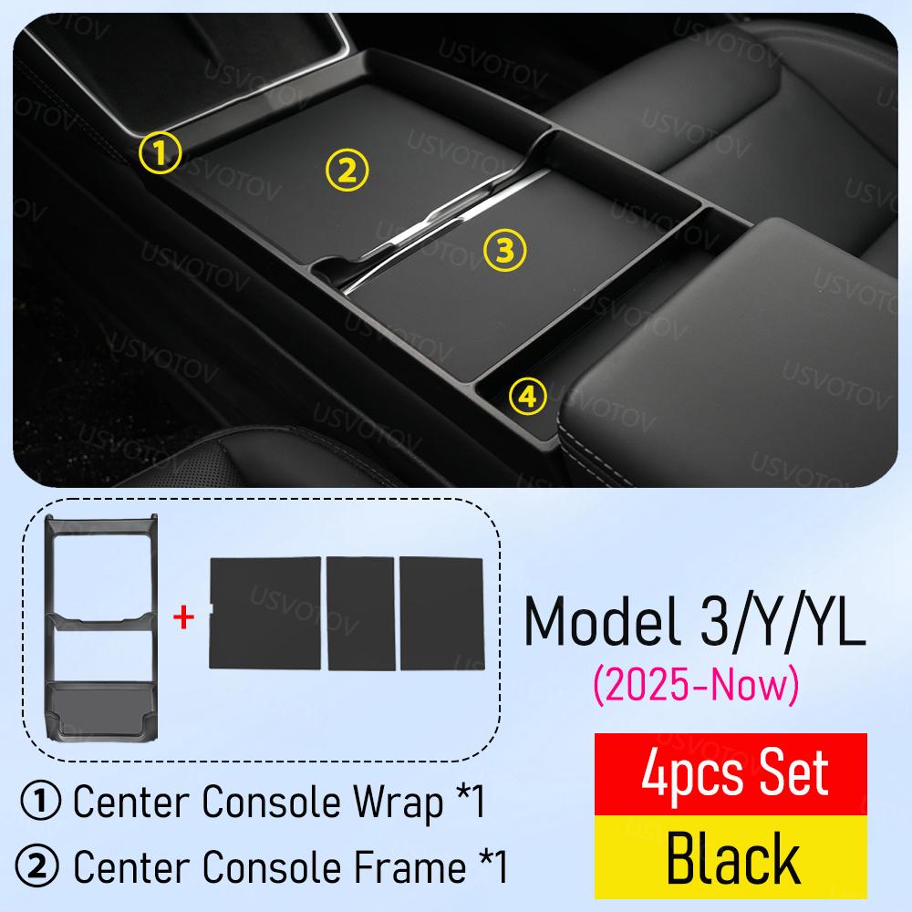 Center Console Wrap for Tesla Model 3 Y YL Juniper 2025 2026 Central Control Panel Frame Storage Box Organizer Glasses Holder