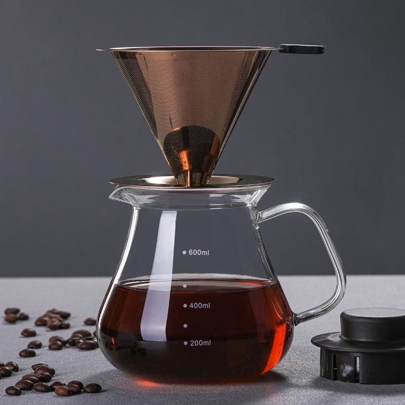 Hero hand brewed coffee pot glass can be heated high temperature resistant glass brewed coffee pot set sharing pot
