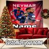 Benutzerdefinierter Name Personalisierte Neymar Jr Druck Wandteppich, Wandkunst Dekor, Schlafzimmer, Studentenwohnheim, Wohnung, Wohnzimmer, Party-Hintergrund, Geschenk zum Geburtstag
