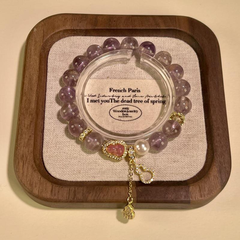 Putuo Mountain Prosperity Amethyst & Pearl Gourd Bracelet for Women
