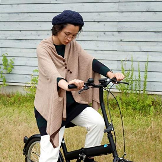Autumn Nico Stole Poncho Kinomi Colors Merino Wool Stylish for Women [Saifuku Co., Ltd.] (5 Available) Cardigan, Thick, Fall/Winter Throw, (Mocha) #07