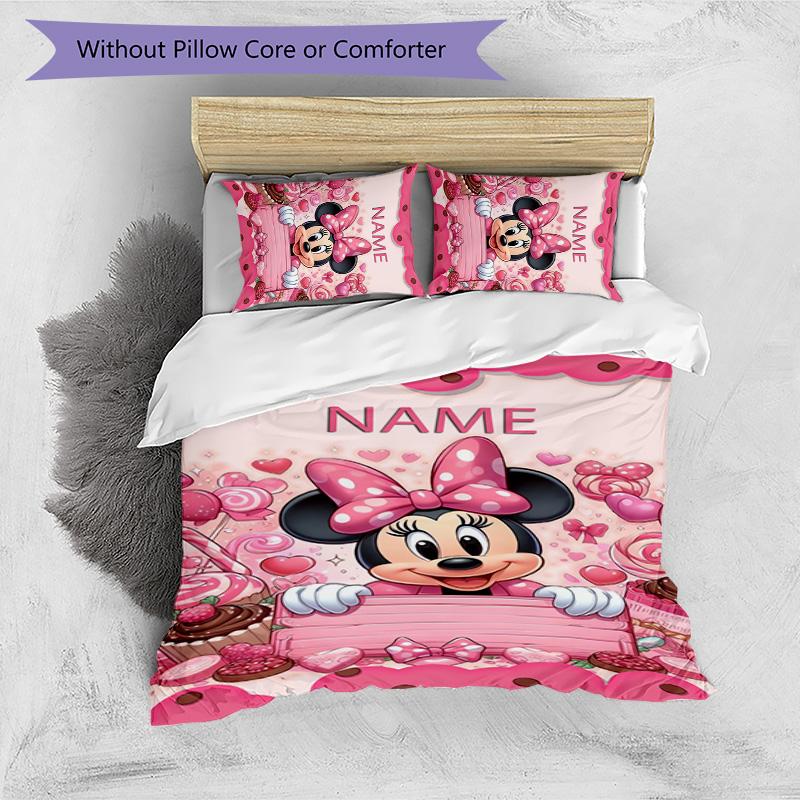 3pcs Minnie5 Cover Set - Personalized Name, HD Printed Bedding with 1 Cover and 2 Pillowcases - Perfect for Home Decor, Easy Care