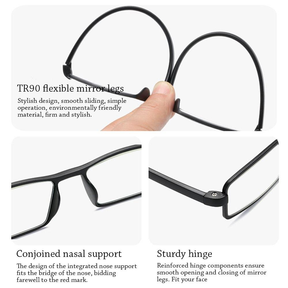 Augenschutz Anti-Blaulicht Lesebrille Blaulichtblockierende TR90 Quadratische Brille Ultraleichte optische Brille +4
