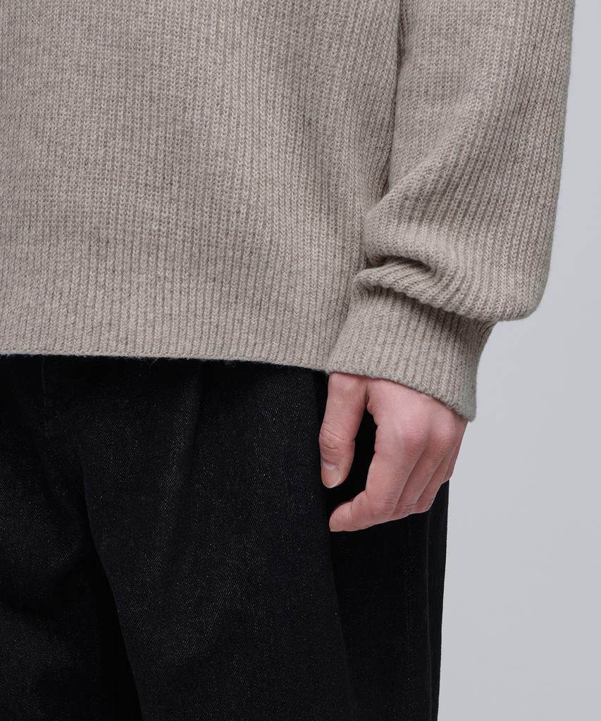 Musinsa Standard Relaxed Ribbed Half Zip Knit [Oatmeal]