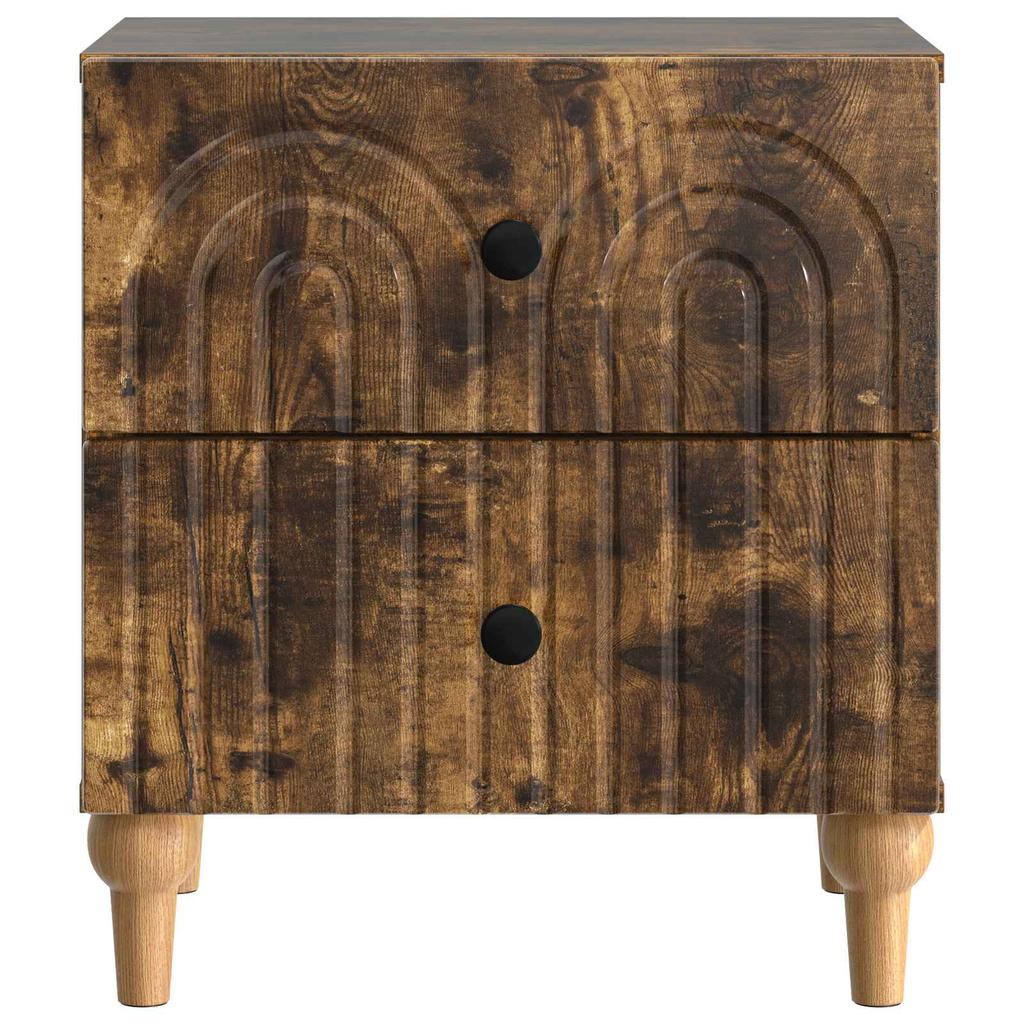 Nightstand Smoked Oak 43 X 34.5 X 48 Cm Engineered Wood