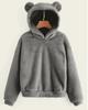 2024 Fluffy Rabbit Ear Hooded Warm Autumn/Winter Sweater