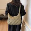 Trendy Fashion Rhombus Casual Messenger Bag Women's New Simple Cotton Clothes Shoulder Bag College Student Versatile Bag
