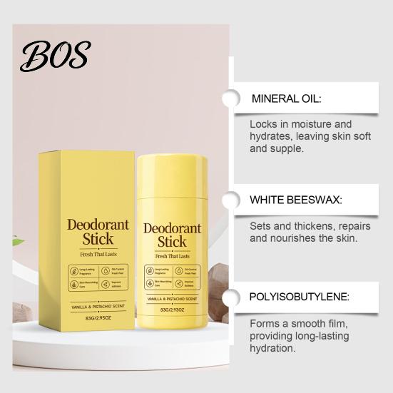 Men Deodorant Stick 83G Vanilla & Pistachios Stick, Odor Protection Perfumed for Women Travel Men, Long Lasting Fresh Scent Underarm Care Cream
