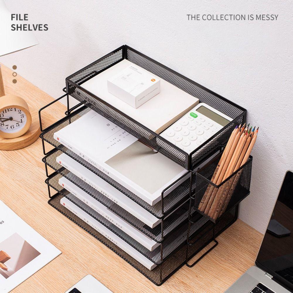 Stackable File Shelves Detachable File Storage Tray Shelf Multi-Tier Document Holder  Office