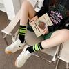 5 Pairs Women's Socks Cute Harajuku Warm Sock Simple Colorful Striped Short Socks Fashion Spring Autumn Women's Mid Length Socks
