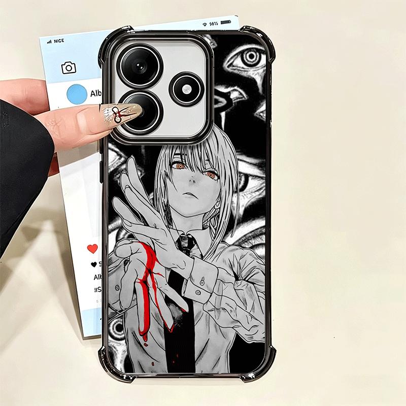 Anime Charakter Makima CSM Vergoldetes Handyhülle Für Xiaomi Poco X5 X6 X7 X8 Pro Max F8 Ultra F7 M8 M7 M5S Redmi 15C 15 14C 13C 13