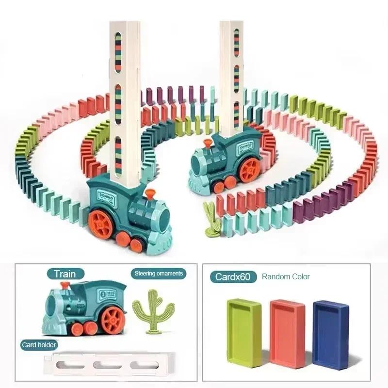 Domino Train for Kids Automatic Electric Laying Car Colorful Dominoes Set Educational Toys Blocks Gift for Boys Girls