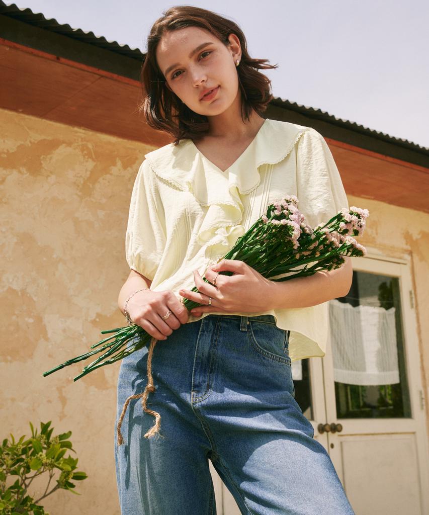 ZEROSTREET [3 Colors] Lace Collar Blouse