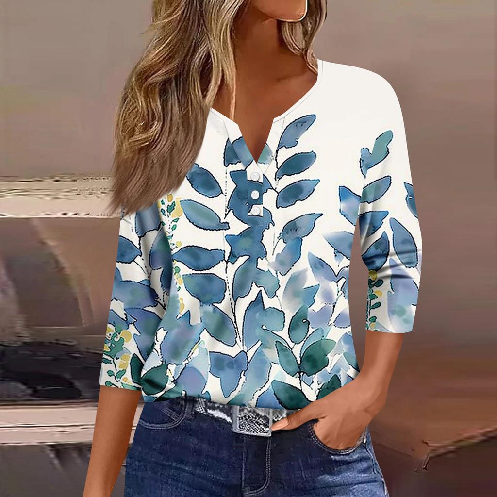 Damen 3/4-Ärmel Shirts Grafik-T-Shirts Shirts Lässige Basic-Tops Pullover
