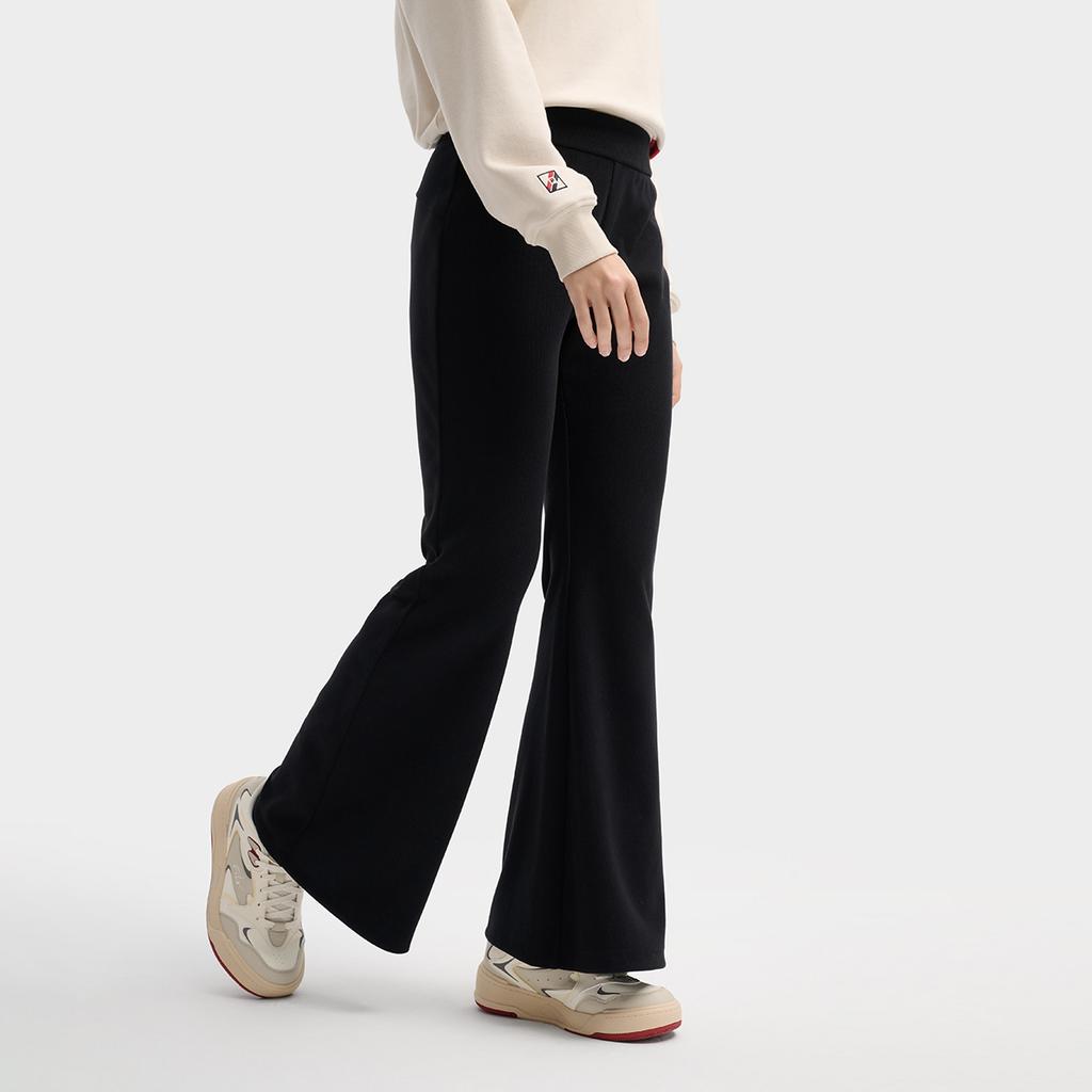 FILA Original Simple Fashion Classic Retro Solid Color Versatile Comfortable Fitted Knit Flared Casual Pants Women bottoms F11W619606FBK