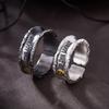Adjustable Open Ring Couple Set Vintage Style Unisex Geometric Letter Design Copper Band With Plating