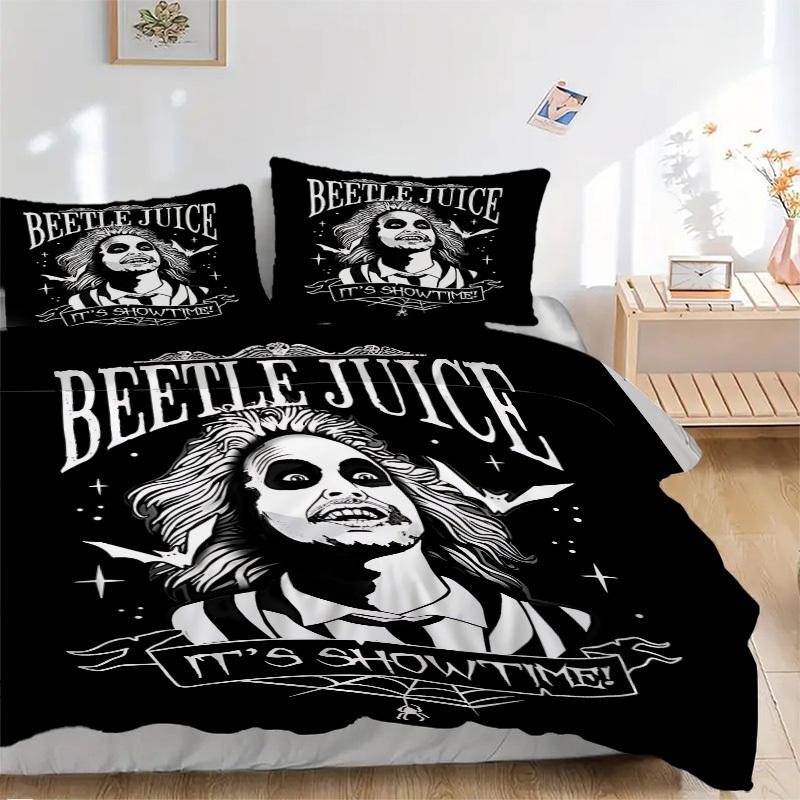 

3 шт. Комплект постельного белья с изображением Битлджуса, Мягкое удобное пододеяльник, Гостевая комната (1*Пододеяльник + 2*Наволочки, Без наполнителя) yy251024021 135x200cm