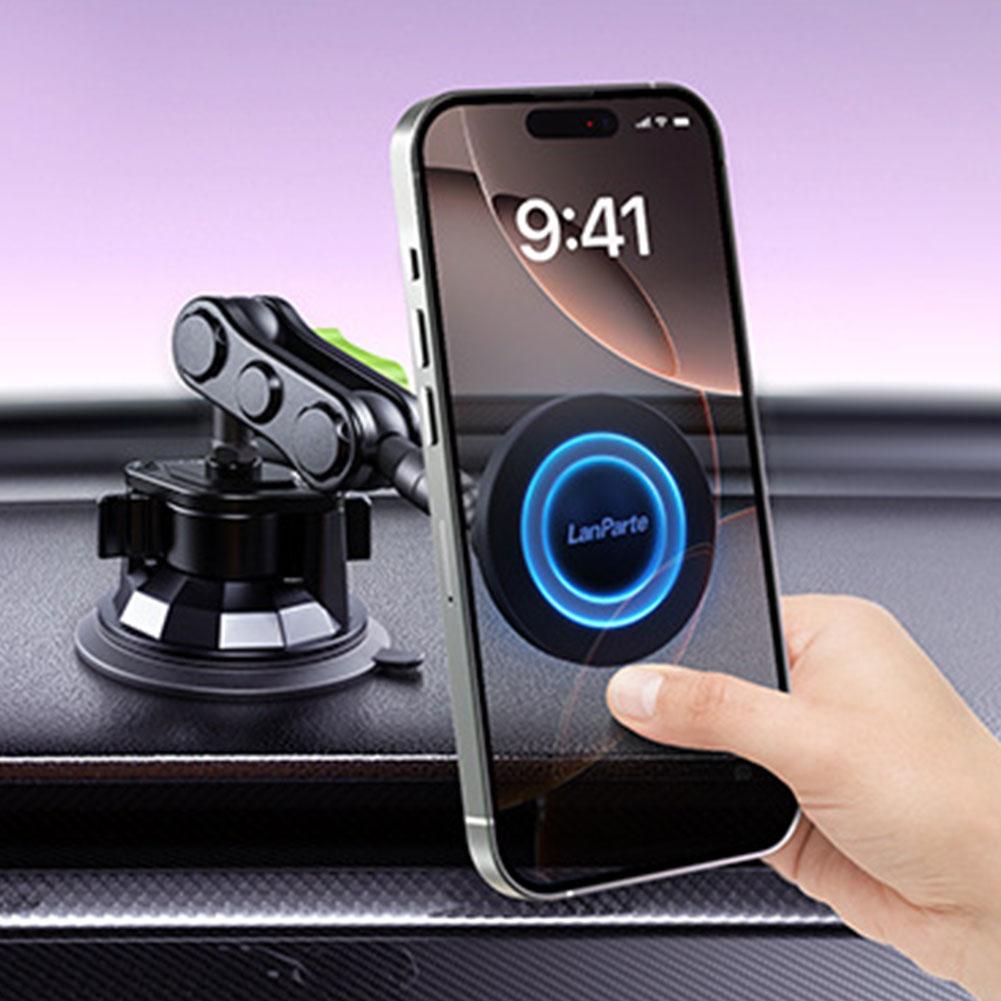 Magnetic Metal Phone Holder Vacuum Adsorption Cell Phone Car Mount Suction Cup Car Phone Mount for iPhone Samsung All Smartphone