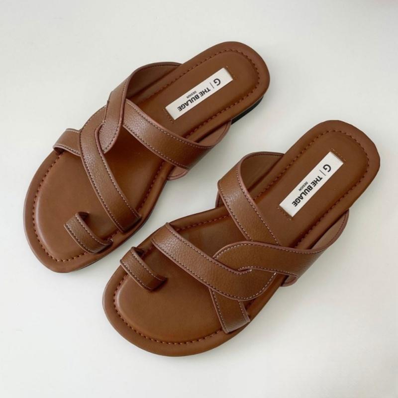 Women Sandals Retro Gladiator Casual Pumps Genuine Leather Low Heels Office Ladies Shoes Woman Summer Fashion Concise