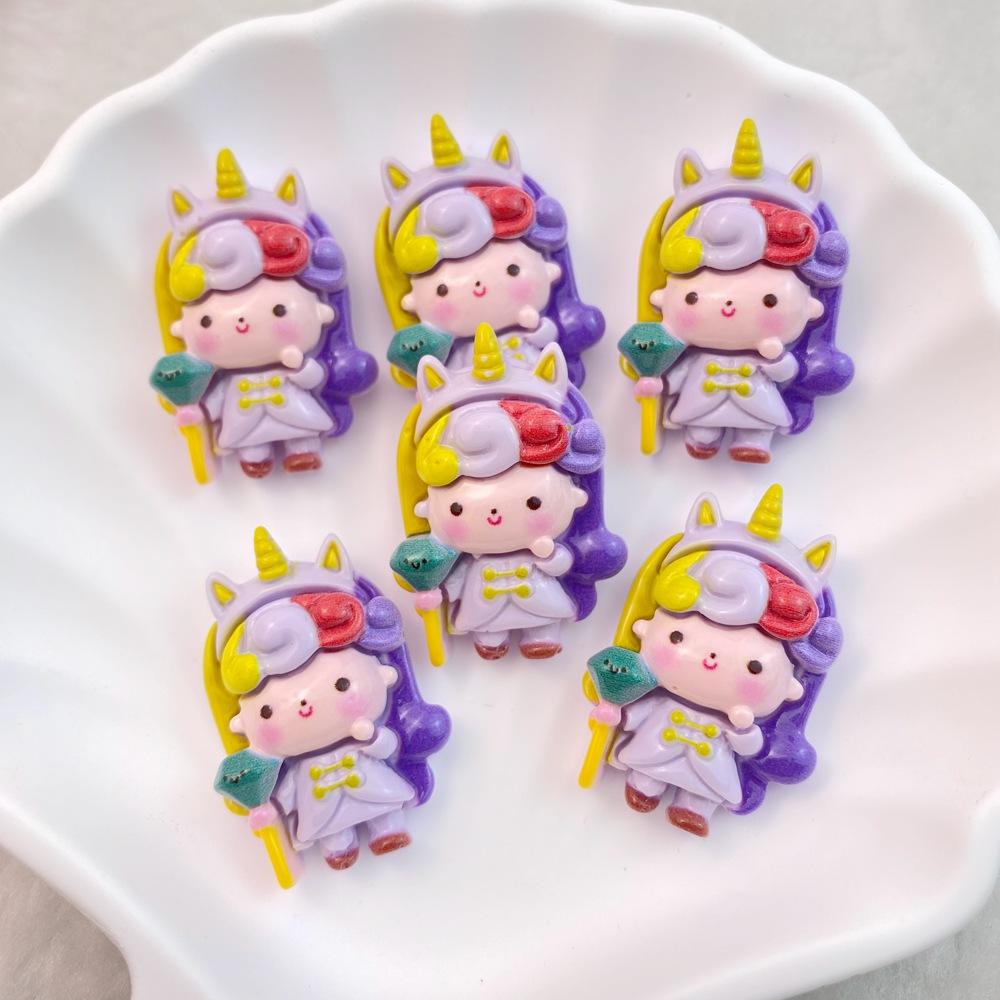 10Pcs New Cute Cartoon Girl Doll Series Flat Back Resin Cabochons DIY Jewelry Craft Decoration Accessorie