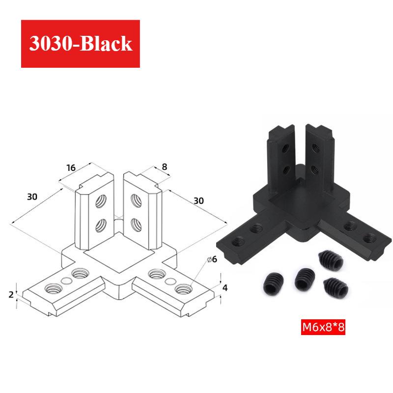 20/30/40 3-dimensional Right-angle Connector 3-Way End Corner Bracket Connector Cast Aluminum Universal Angle Slot Connector