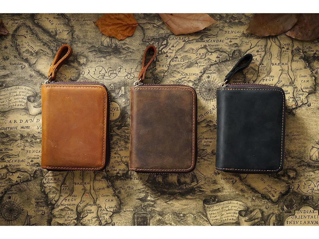 Genuine Leather RFID-Blocking Accordion Card Holder with Multi-Card Slots & Retro Coin Purse