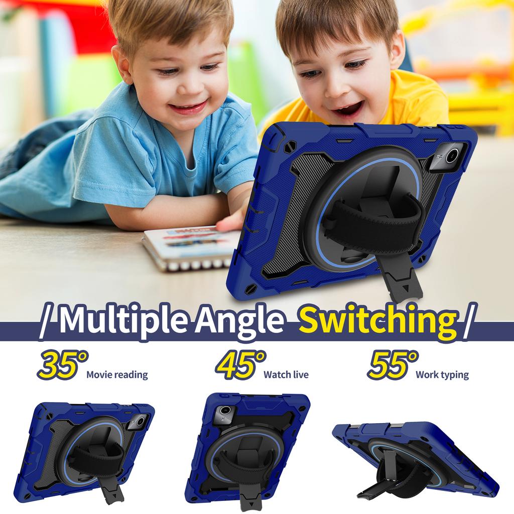 Rotating Rugged Case for Lenovo Xiaoxin Pad 2024 Tab M11 TB-330FU TB-331FC Armor Cover with Hand Strap 3-Layers Protection Funda