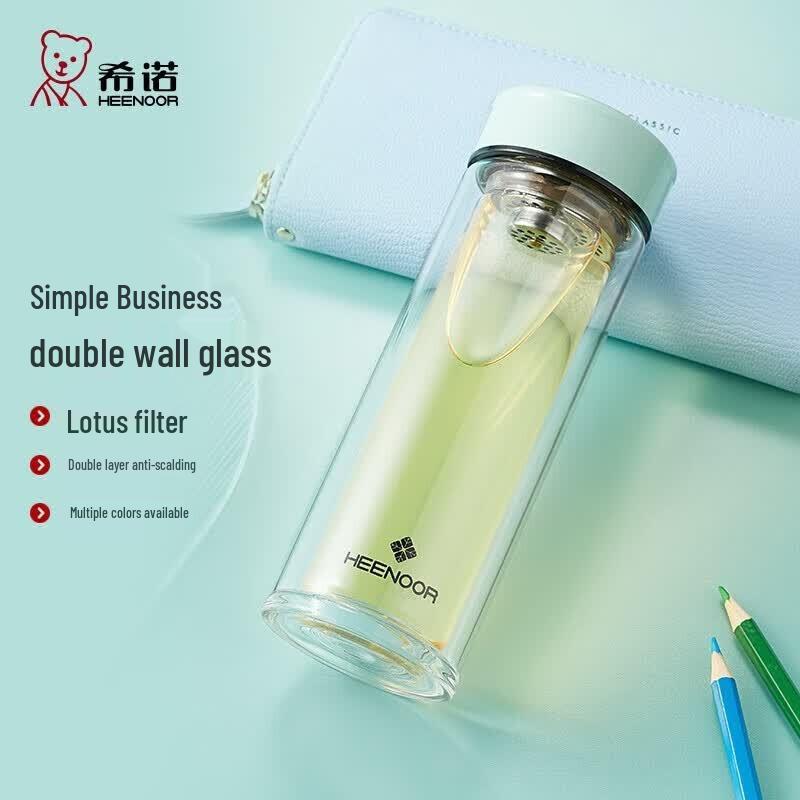 Heenoor Double-Layer Insulated Glass Tea Cup