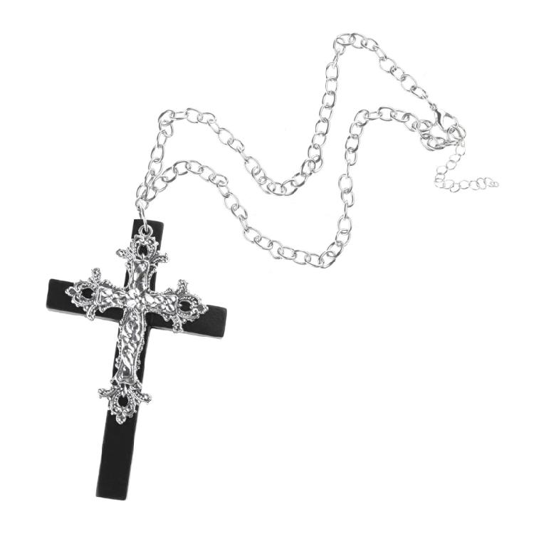 Vintage Gothic Collar Necklace Wooden Cross Pendant Necklace Streetwear Jewelry