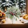 10/20Pcs Artificial Norfolk Pine Branch 13-Fork Faux Greenery Stem Fake Christmas Red Berry Picks DIY Vase Holiday Party Home Decoration