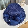Elegant Sunshade Derby Hat - Breathable Organza Flower Lace Bucket Hat with Imitation Pearl Decorative Accents for Women
