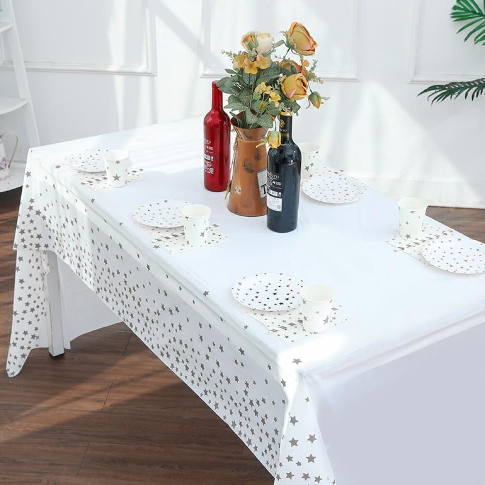 PEVA Waterproof Oil-Proof Rectangular Tablecloth, Modern Simplicity Printed Pattern Design, For Home Dining Party Wedding 132x274cm