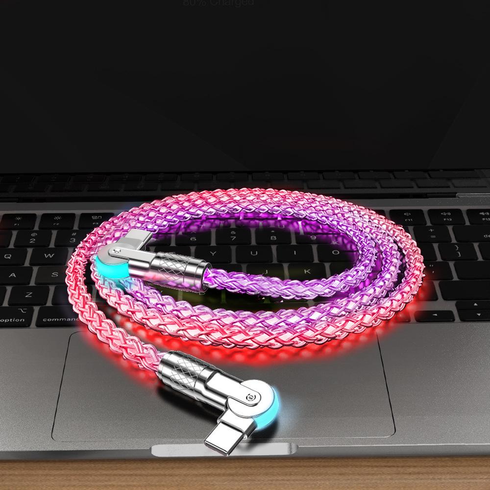 RGB 100W Fast Charging Type-C Cable for Apple and Huawei - Car Streamer Colorful Glow