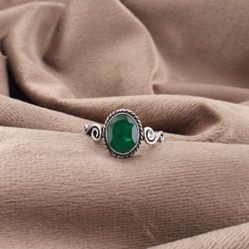 Green Onyx Gemstone Jewelry, 925 Solid Sterling Silver Ring , Handmade Beautiful Ring, Healing Jewelry For Anniversary Gift