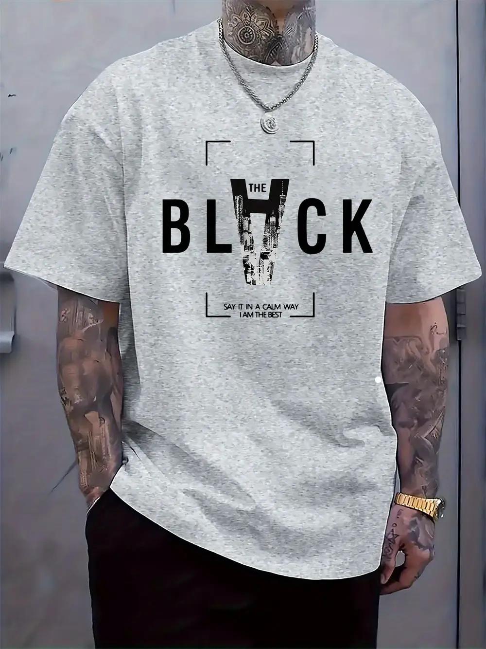 Casual Urban Style Graphic Print T-shirt -  The Black  Design L