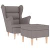 Armchair with Footstool Taupe Fabric