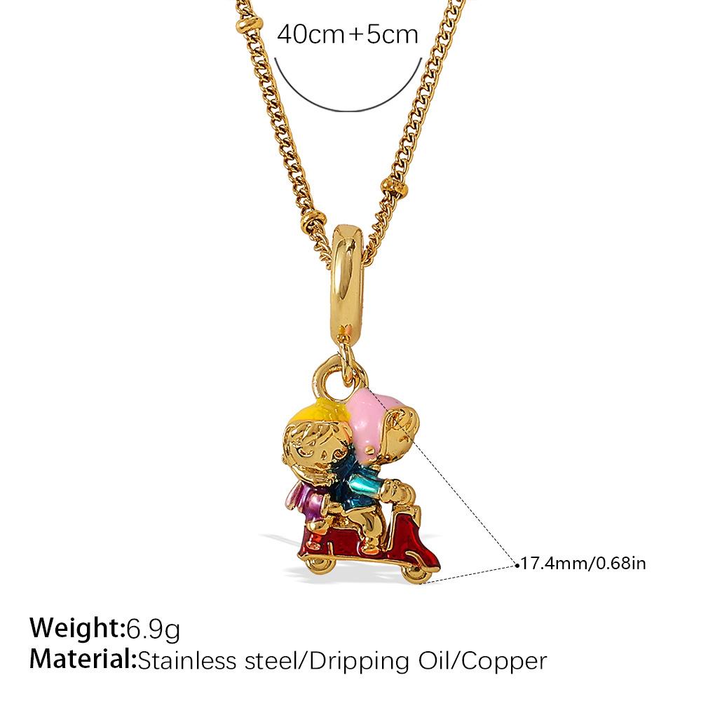 Retro Style Dripping Oil DIY Girl Fox Pendant Necklace Cute Versatile Heavy Industry Design Jewelry Woman