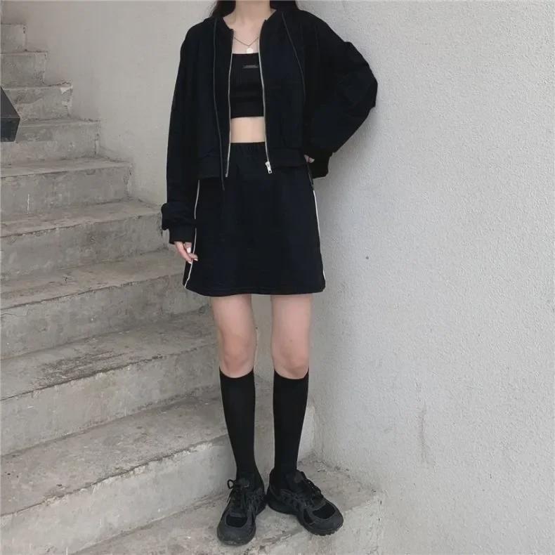 Korean Autumn Womens Hooded Zip Cardigan Thin Solid Color Long Sleeve