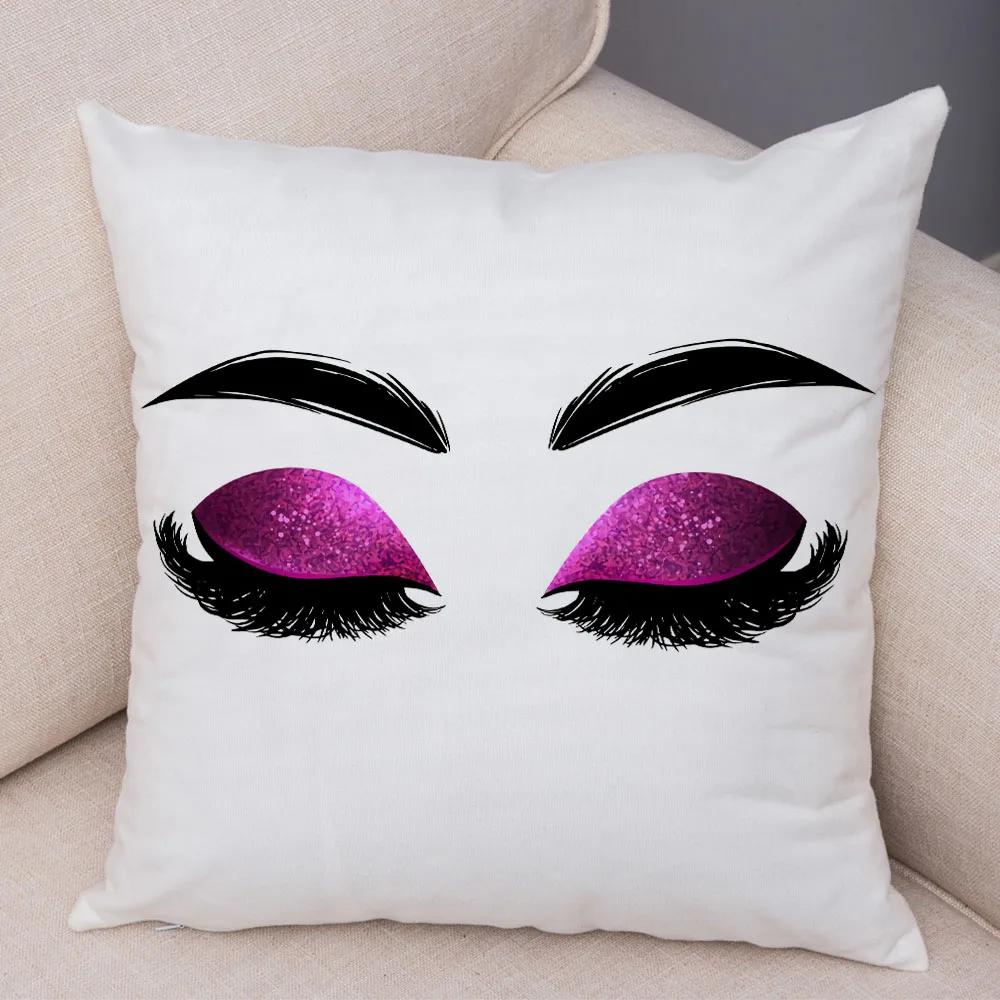 Home Decor Sexy Women Eyelash Pillow Cover Sofa Car Cartoon Eyes Print Cushion Cover Pillow Cover Funda De Almohada