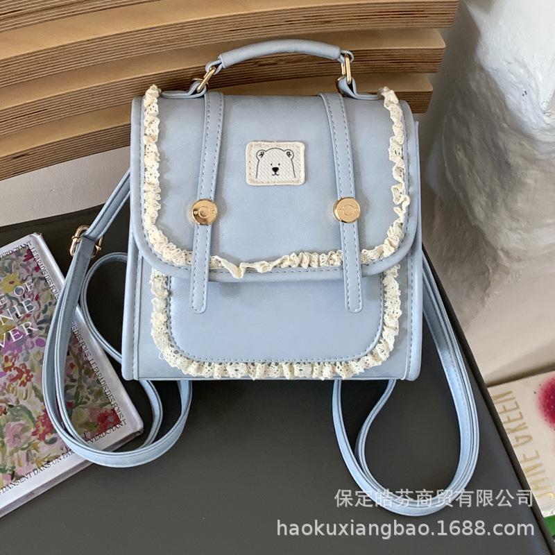 Schoolbag Exquisite Mini Contrasting Color Women's Backpack 1011 New Commuter Versatile Back Bag Shoulder Messenger Bag Small Schoolbag