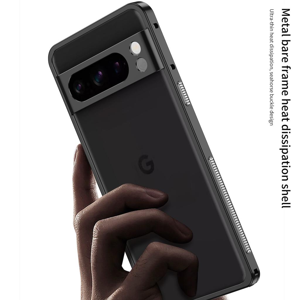 For Google Pixel 8 Pro Bumper Cases Metal Frame Heat Dissipation Cover with Lens Protector