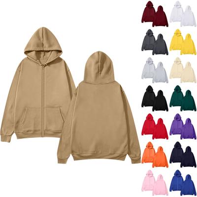 Women's Fashion Casual Cardigan Hooded Sweatshirt Solid Color Zipper Sport Coat