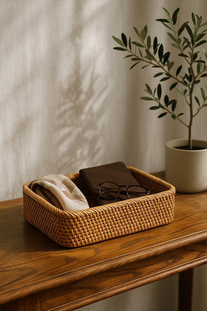 Rattan Woven Storage Basket Photography Props Organizer Multipurpose Handmade Sundries Accessories