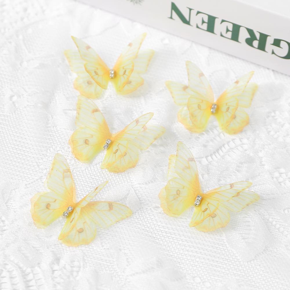 30/50Pcs Artificial Diamond Butterfly For Home Room Decoration DIY Wreath Valentine's Day Wedding Girl Hair Clip Butterfly Decor