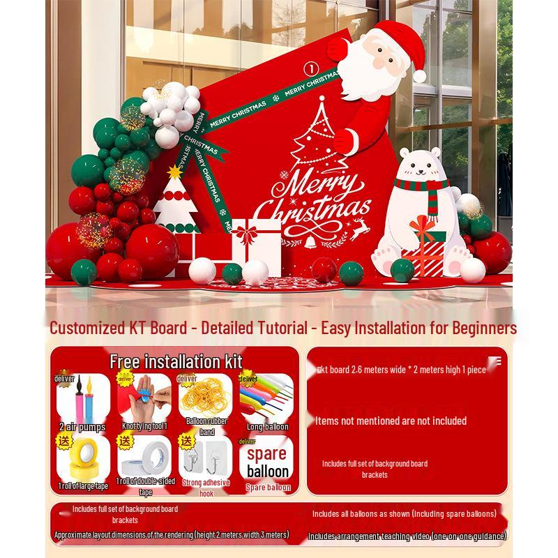 Festliche Weihnachtsszene Anordnung: Einkaufszentrum Event Dekoration mit Ballonkunst und Hintergrund